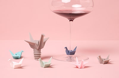 Origami wine charms and toppers.