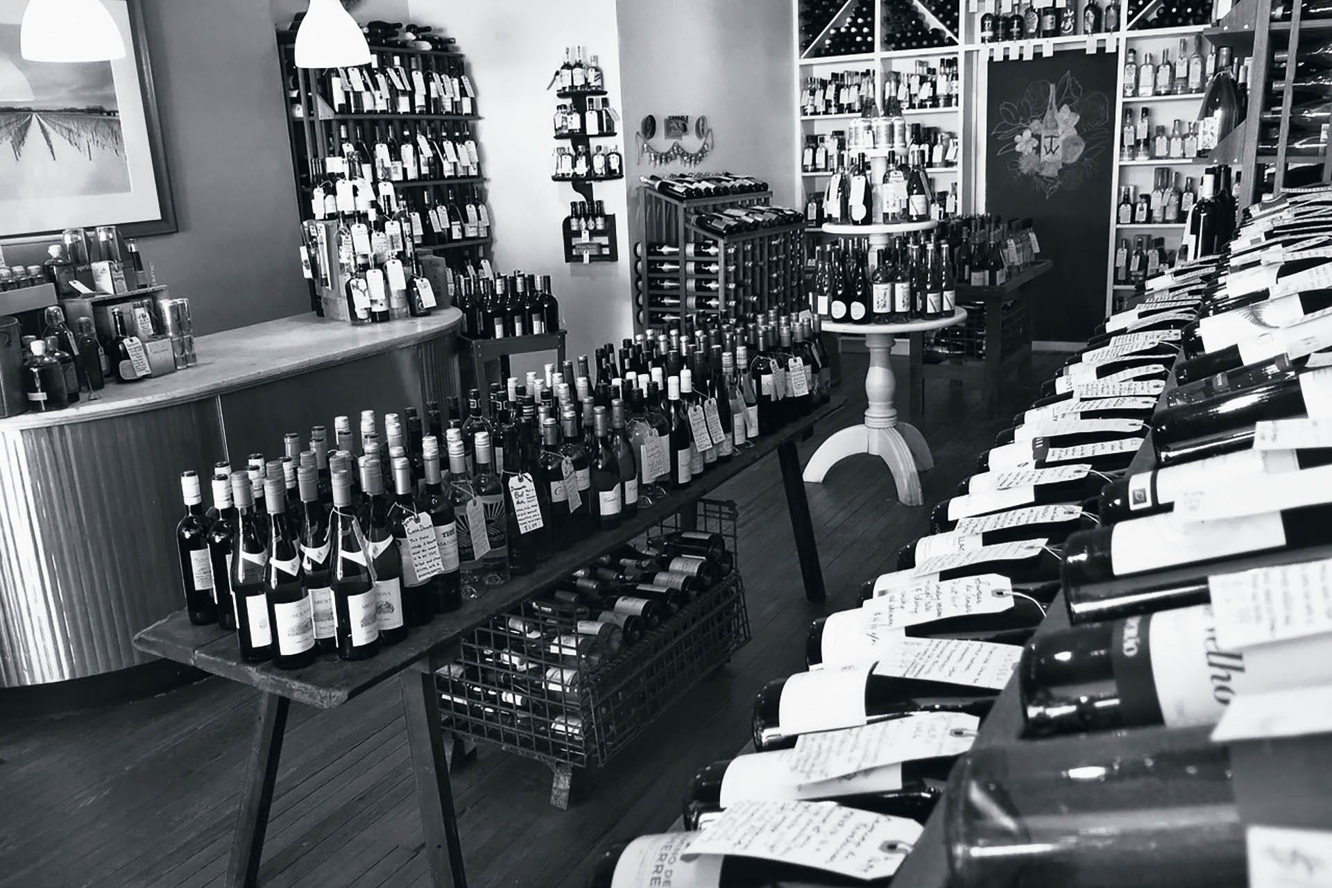 Black-and-white photo of the interior of Table Wine