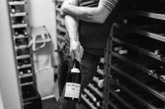 Theo Lieberman with a bottle of Clos Rougeard 2008 Le Bourg at 232 Bleecker / Photo by Meredith Malm