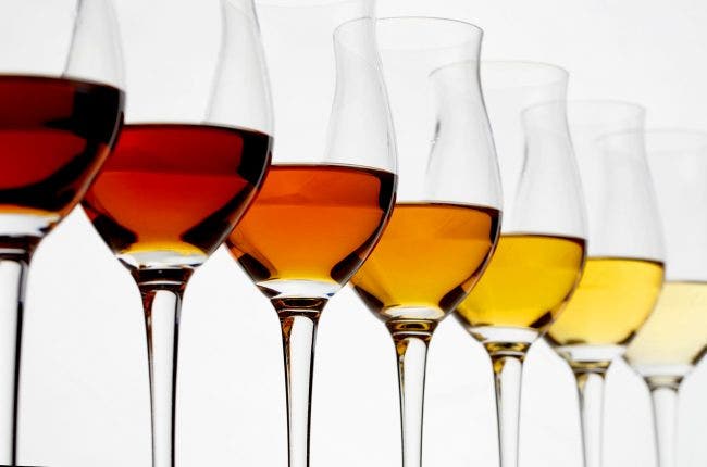 row of sherry glasses
