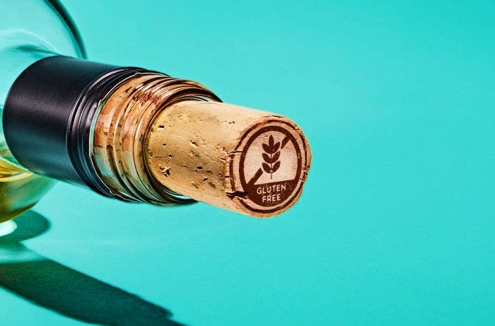 close up on a cork with a gluten free logo on it